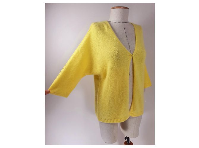 Hémisphère Strickjacke Gelb Seide und Kaschmir - Ansicht 2
