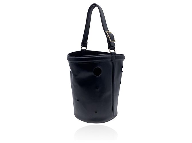 Hermès Borsa Tote Mangeoire in pelle nera vintage Hermes Paris Nero - vista 2