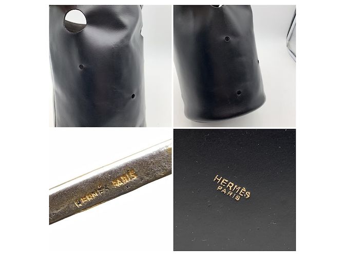 Hermès Borsa Tote Mangeoire in pelle nera vintage Hermes Paris Nero - vista 6
