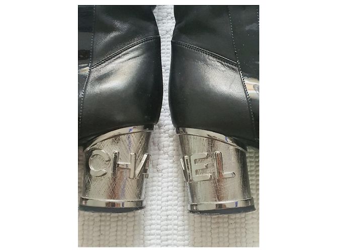 botas chanel 34 alta costura Negro Plata - vista 12