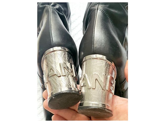 botas chanel 34 alta costura Negro Plata - vista 2