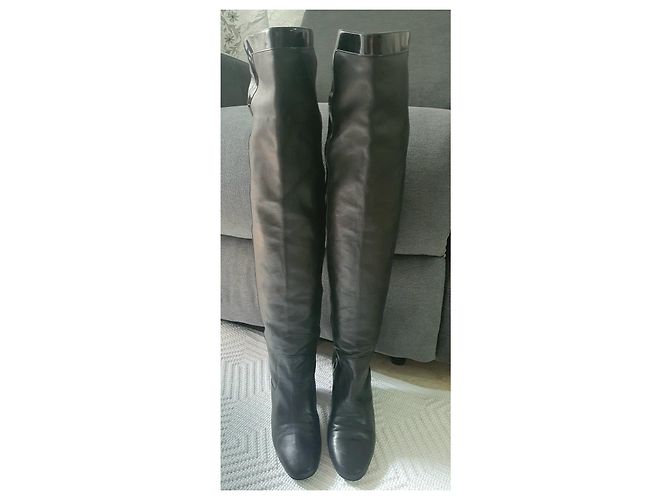 botas chanel 34 alta costura Negro Plata - vista 5