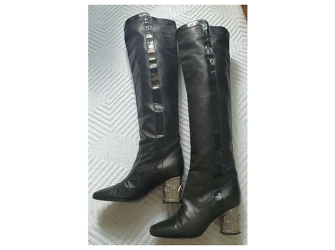 botas chanel 34 alta costura Negro Plata - vista 7