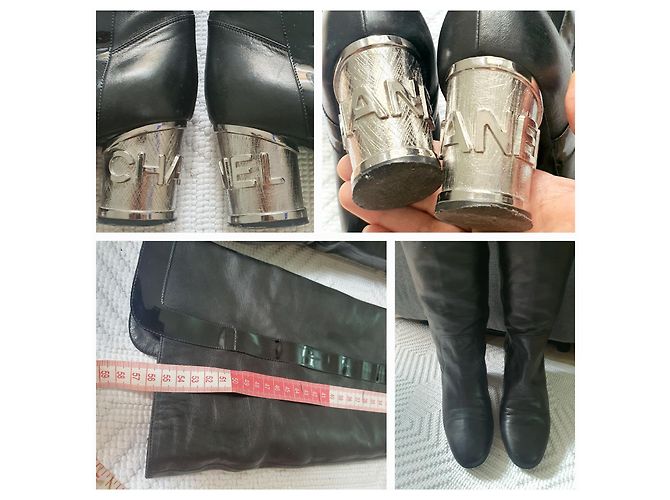 botas chanel 34 alta costura Negro Plata - vista 9