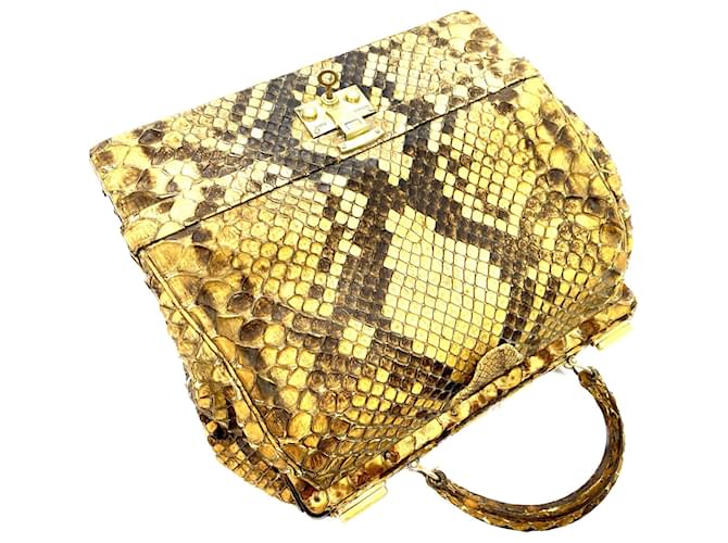 Valigetta Hermès in Pitone Giallo e Nero Stampa python - vista 11