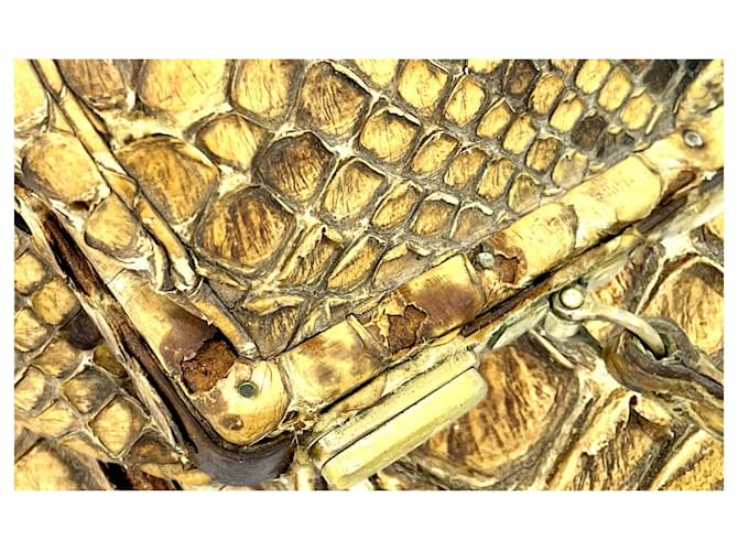 Valigetta Hermès in Pitone Giallo e Nero Stampa python - vista 12