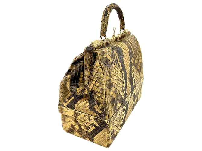 Valigetta Hermès in Pitone Giallo e Nero Stampa python - vista 14