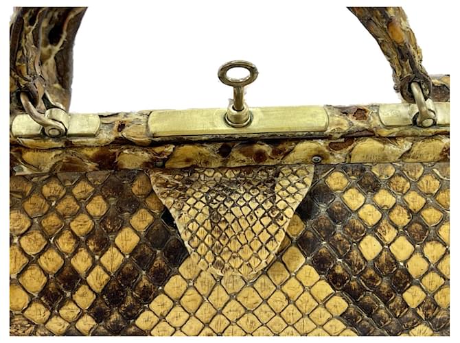 Valigetta Hermès in Pitone Giallo e Nero Stampa python - vista 16