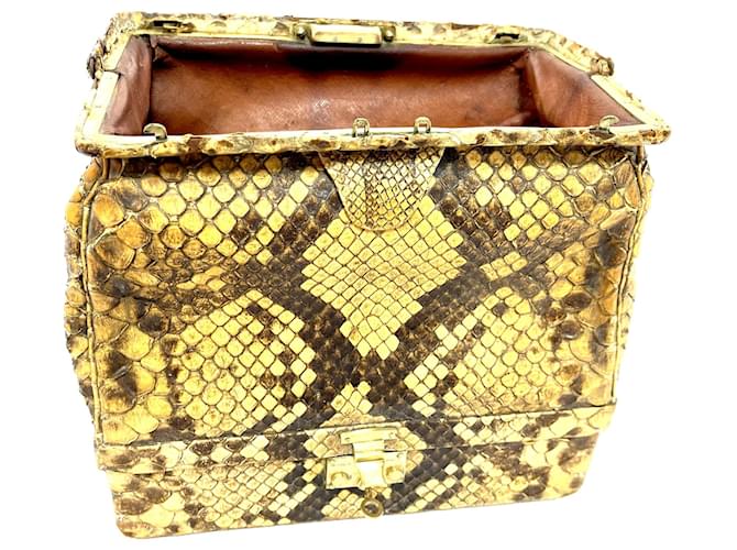 Valigetta Hermès in Pitone Giallo e Nero Stampa python - vista 17