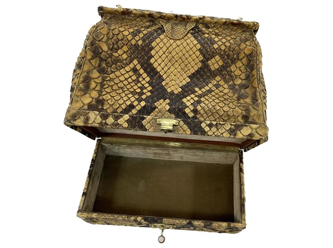 Valigetta Hermès in Pitone Giallo e Nero Stampa python - vista 19