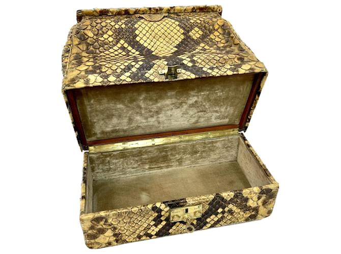 Valigetta Hermès in Pitone Giallo e Nero Stampa python - vista 2