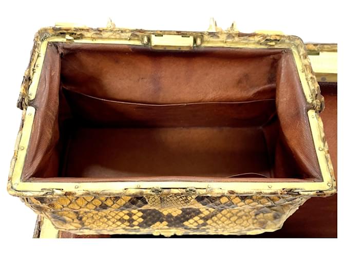 Valigetta Hermès in Pitone Giallo e Nero Stampa python - vista 20