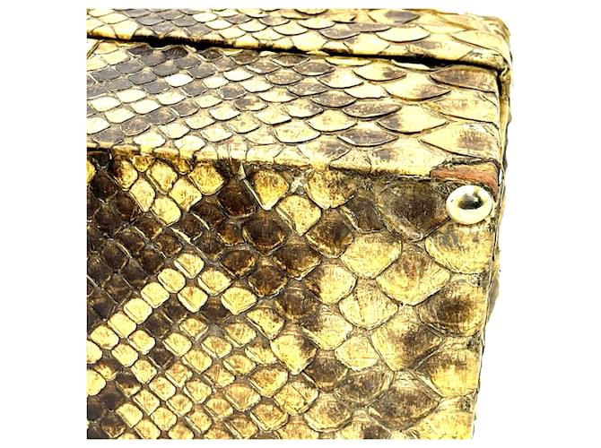 Valigetta Hermès in Pitone Giallo e Nero Stampa python - vista 6