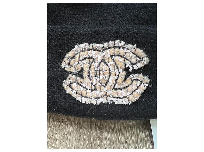 NUOVO Chanel CC nero 100% Berretto in cashmere - vista 2