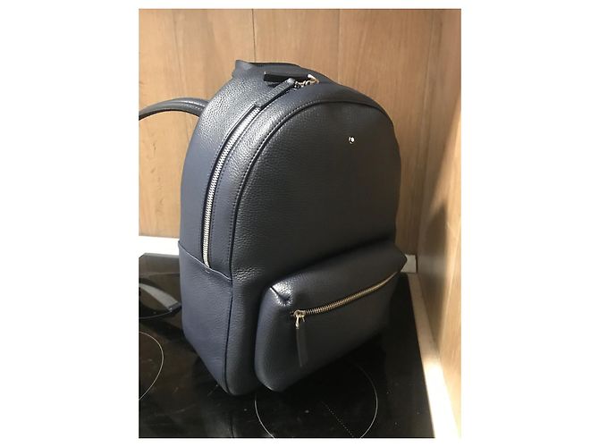 Montblanc Blue Leather Backpack - view 2