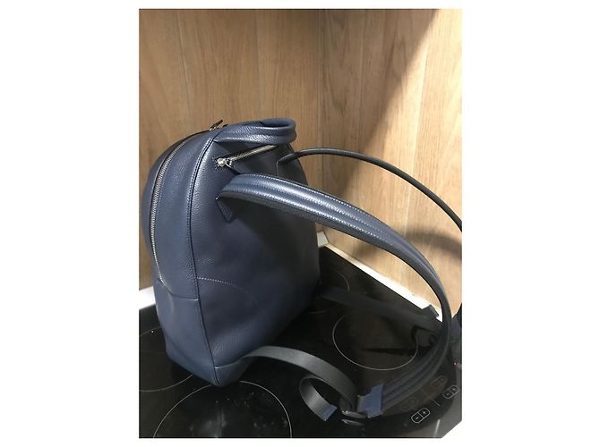 Montblanc Blue Leather Backpack - view 4