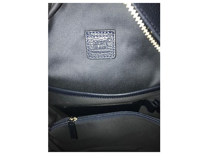 Montblanc Blue Leather Backpack - view 8