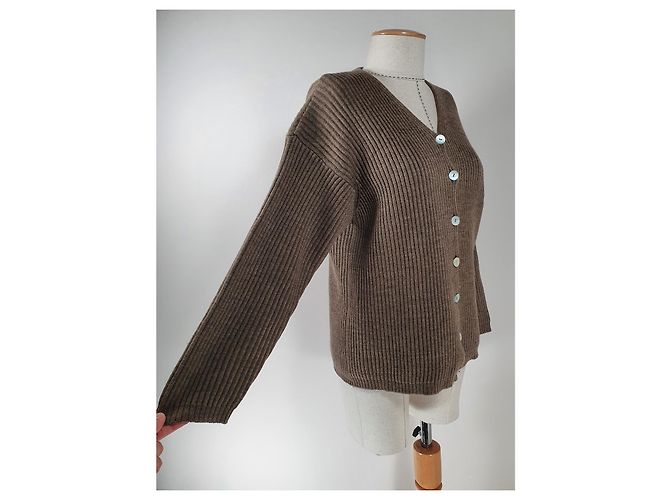 Fabiana Filippi Strickjacke Braun Merino Wolle - Ansicht 3