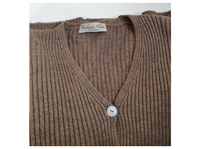 Fabiana Filippi Strickjacke Braun Merino Wolle - Ansicht 5
