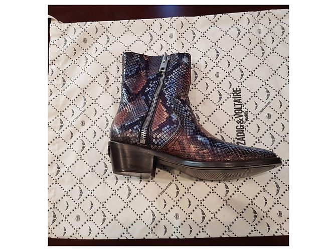 Zadig & Voltaire Pilar Wild leather ankle boots python 38 Multiple colors - view 4
