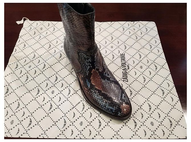 Zadig & Voltaire Pilar Wild leather ankle boots python 38 Multiple colors - view 6