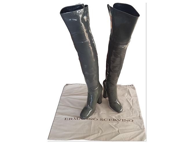 Botas por encima de la rodilla Ermanno Scervino de cuero color plomo - vista 12