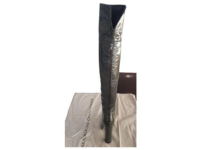 Botas por encima de la rodilla Ermanno Scervino de cuero color plomo - vista 15
