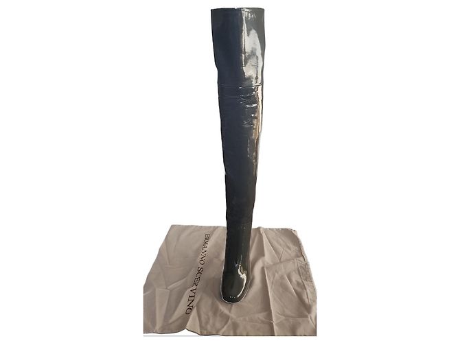 Botas por encima de la rodilla Ermanno Scervino de cuero color plomo - vista 17