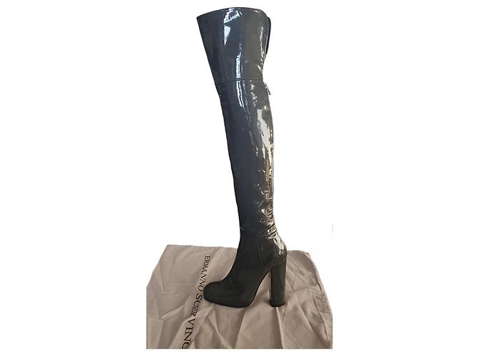 Botas por encima de la rodilla Ermanno Scervino de cuero color plomo - vista 18