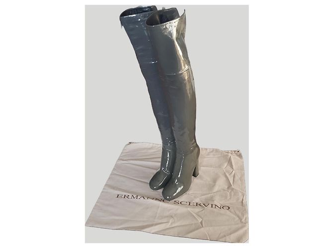 Botas por encima de la rodilla Ermanno Scervino de cuero color plomo - vista 2
