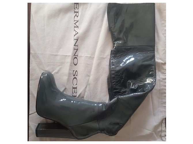 Botas por encima de la rodilla Ermanno Scervino de cuero color plomo - vista 3