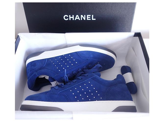 Sneakers Chanel in camoscio blu royal 39.5 - vista 8