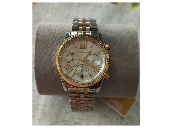 Orologio Michael Kors Lexington Cronografo Quadrante Argento D'oro - vista 5