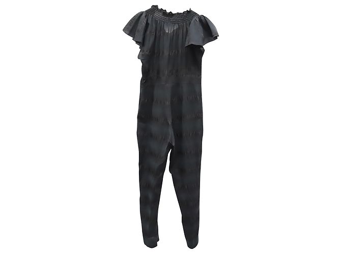 Rachel Comey Jumpsuit mit Gürtel aus schwarzer Seide - Ansicht 2