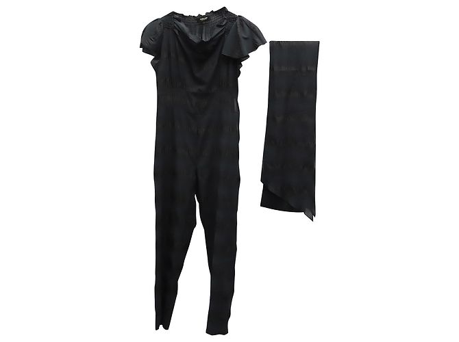 Rachel Comey Jumpsuit mit Gürtel aus schwarzer Seide - Ansicht 4