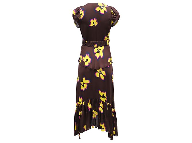 A.L.C EN.l.do. VESTIDO PAÑUELO CON PEPLUM Y FLORES DE ZADIE EN SEDA BURDEOS - vista 3