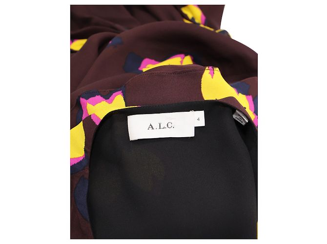 A.L.C EN.l.do. VESTIDO PAÑUELO CON PEPLUM Y FLORES DE ZADIE EN SEDA BURDEOS - vista 4