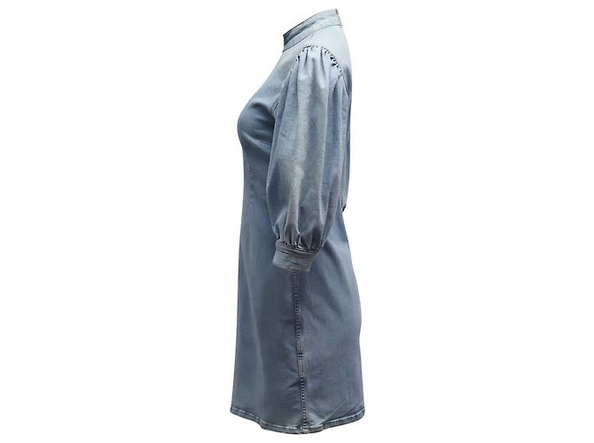 Minivestido vaquero Ganni Cult en algodón azul claro - vista 3