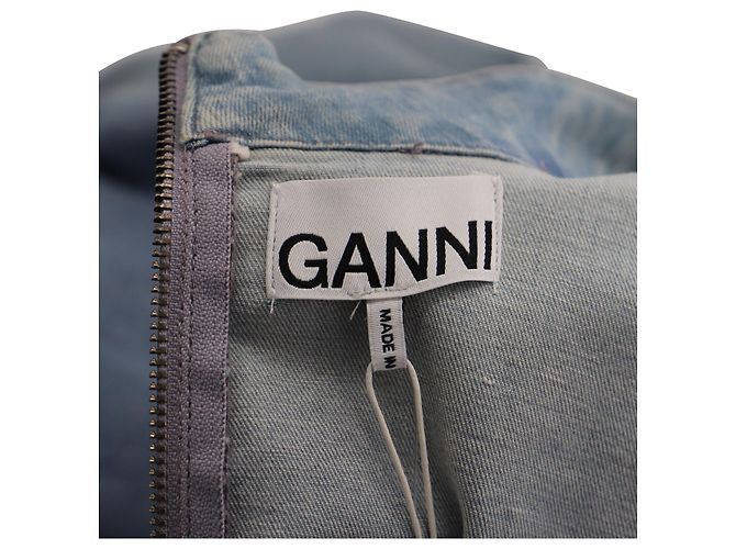 Minivestido vaquero Ganni Cult en algodón azul claro - vista 5