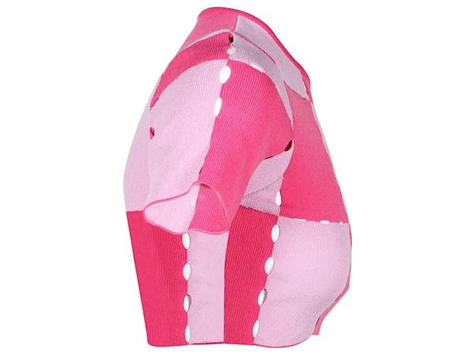 Top corto de canalé con patchwork de Jacquemus en algodón rosa - vista 2