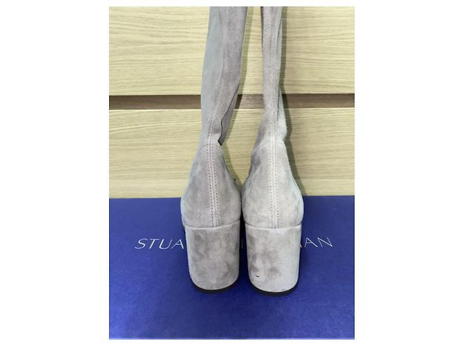 Botas Stuart Weitzman Tieland sobre la rodilla Gris Cuero 40 - vista 4