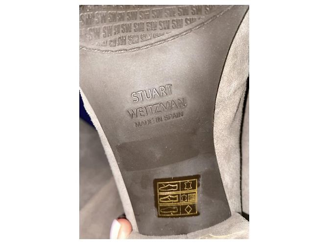 Botas Stuart Weitzman Tieland sobre la rodilla Gris Cuero 40 - vista 6