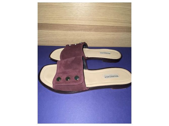 Mules Balenciaga Bordeaux in Pelle con Rivetti 40 Bordò - vista 2