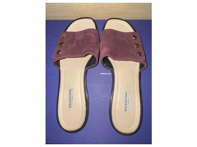 Mules Balenciaga Bordeaux in Pelle con Rivetti 40 Bordò - vista 3