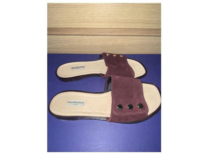 Mules Balenciaga Bordeaux in Pelle con Rivetti 40 Bordò - vista 4