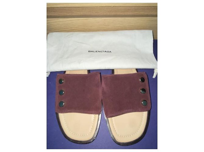 Mules Balenciaga Bordeaux in Pelle con Rivetti 40 Bordò - vista 6