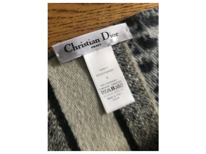 Sciarpa Dior Oblique Monogram in Cashmere Nero Bianco Grigio - vista 5