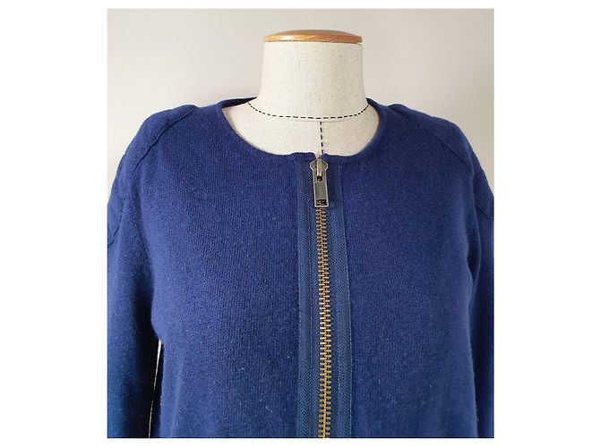Acne Cardigan aus Wolle mit Reißverschluss Blau - Ansicht 3