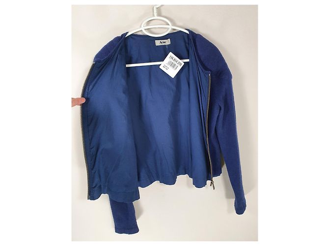 Acne Cardigan aus Wolle mit Reißverschluss Blau - Ansicht 5