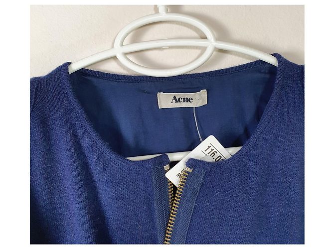 Acne Cardigan aus Wolle mit Reißverschluss Blau - Ansicht 6
